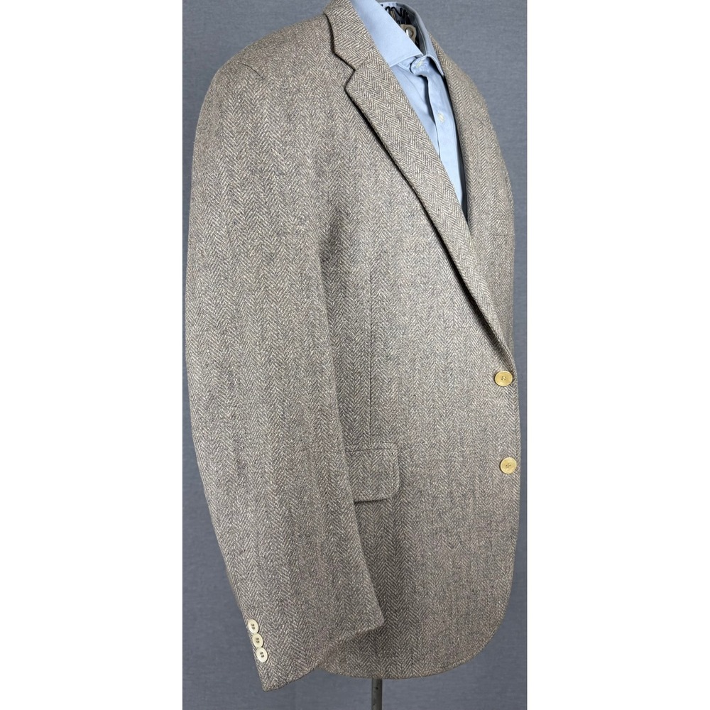 Jos. A. Bank Clothiers Mens 44R Tan Wool Herringbone Blazer Sport Coat red label